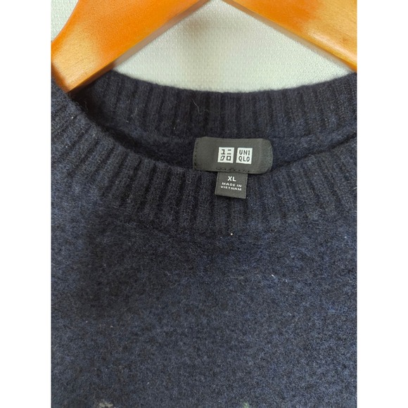 Uniqlo Kids Argyle Wool Blend Sweater Navy Blue Green Blue Size XL - Picture 2 of 6